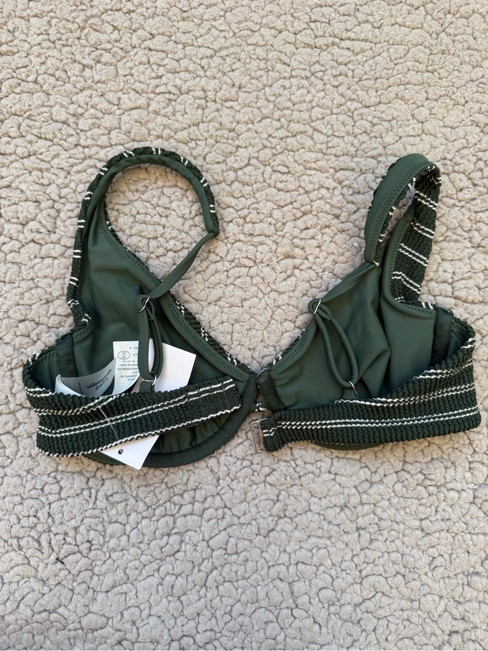 NWT Abercrombie Green Striped Bikini Top - Picture 3 of 5